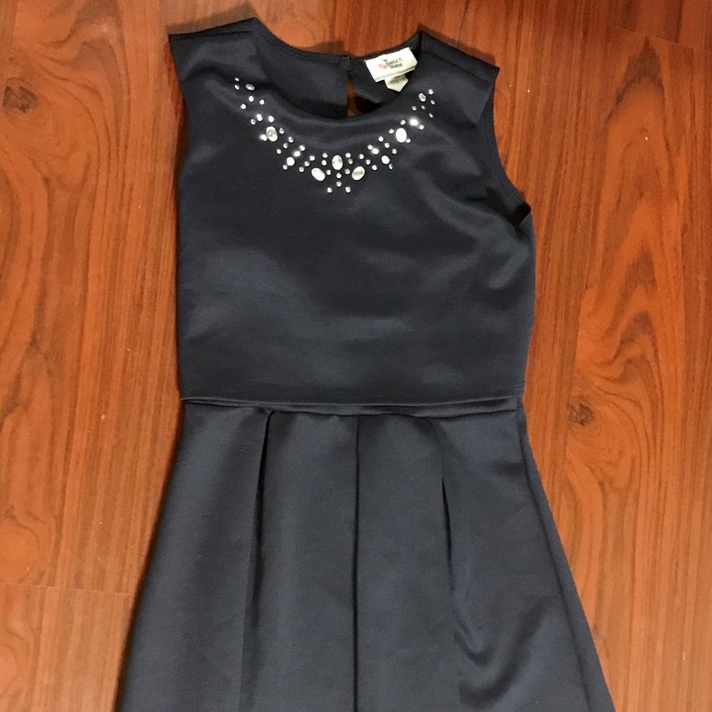 Navy Blue Pleated Dress